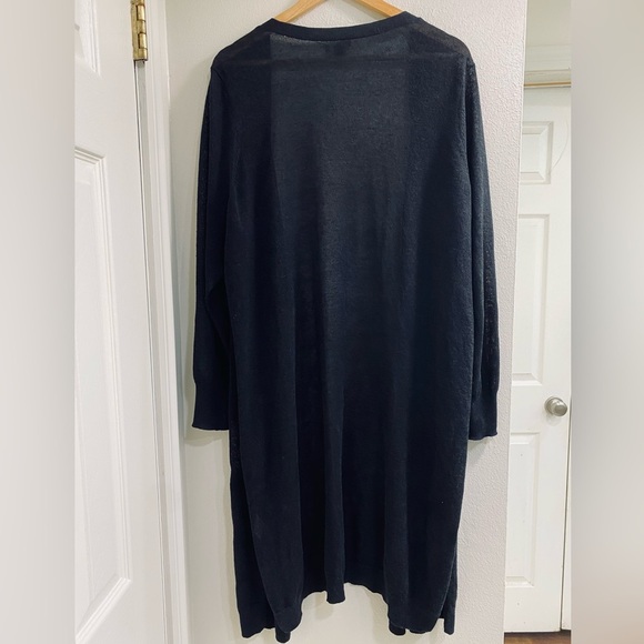 Halogen size XL Black Open-Front Duster Length Cardigan Linen Viscose Blend - Picture 8 of 9